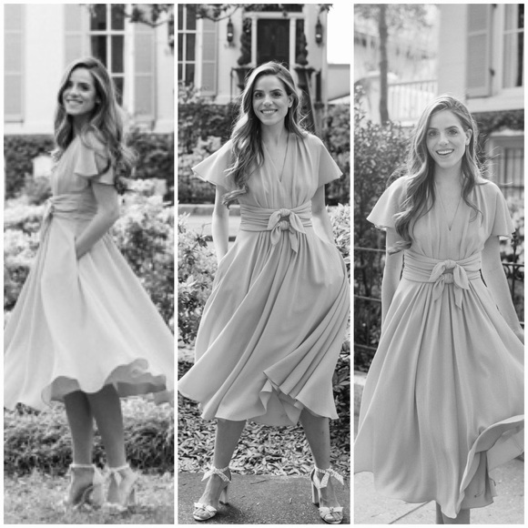 Gal Meets Glam Jane Tie Waist Midi Dress - Navy - Picture 6 of 8